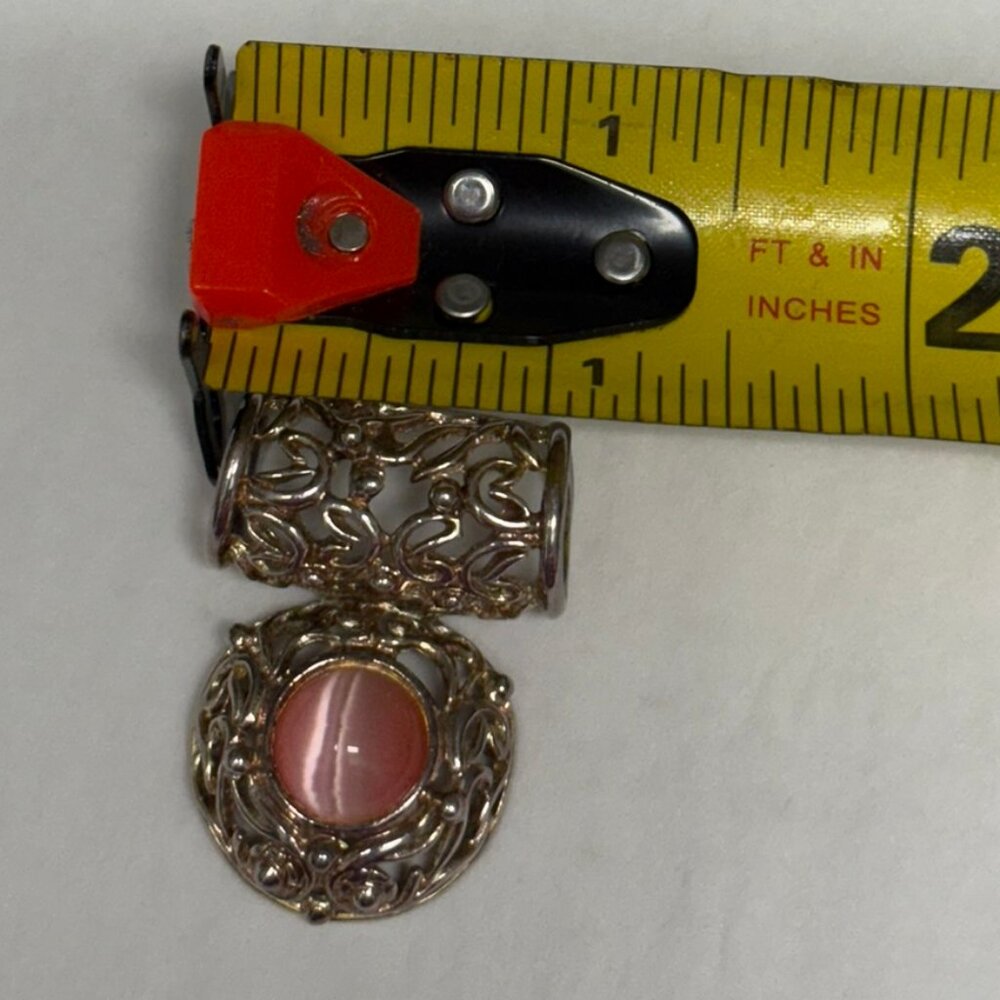 PREMIER Gold Scroll Cat's Eye Clip on Earrings and Matching Pendant VINTAGE - Picture 3 of 6
